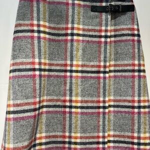 Boden FAYE British tweed kilt by moon wool, leather buckle wool pencil skirt